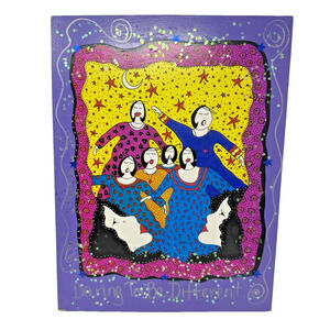 Psychedelic Folk Art Angel Patti Gallardo 1999 Signed Watermelon Planet Wall Art